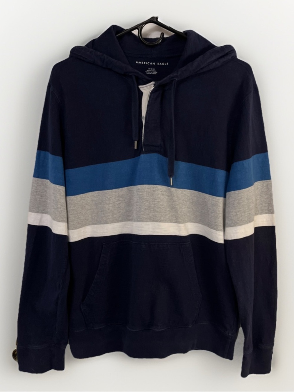 Vtg Y2K American Eagle Outfitters Striped Hoodie Pullover Kangaroo Pockets Med